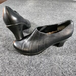 Dansko Womens Bennet Black Leather Slip On Pumps Heeled 3" Office Wear Sz 10.5